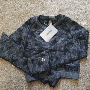 NWT black gymshark camo seamless crop top